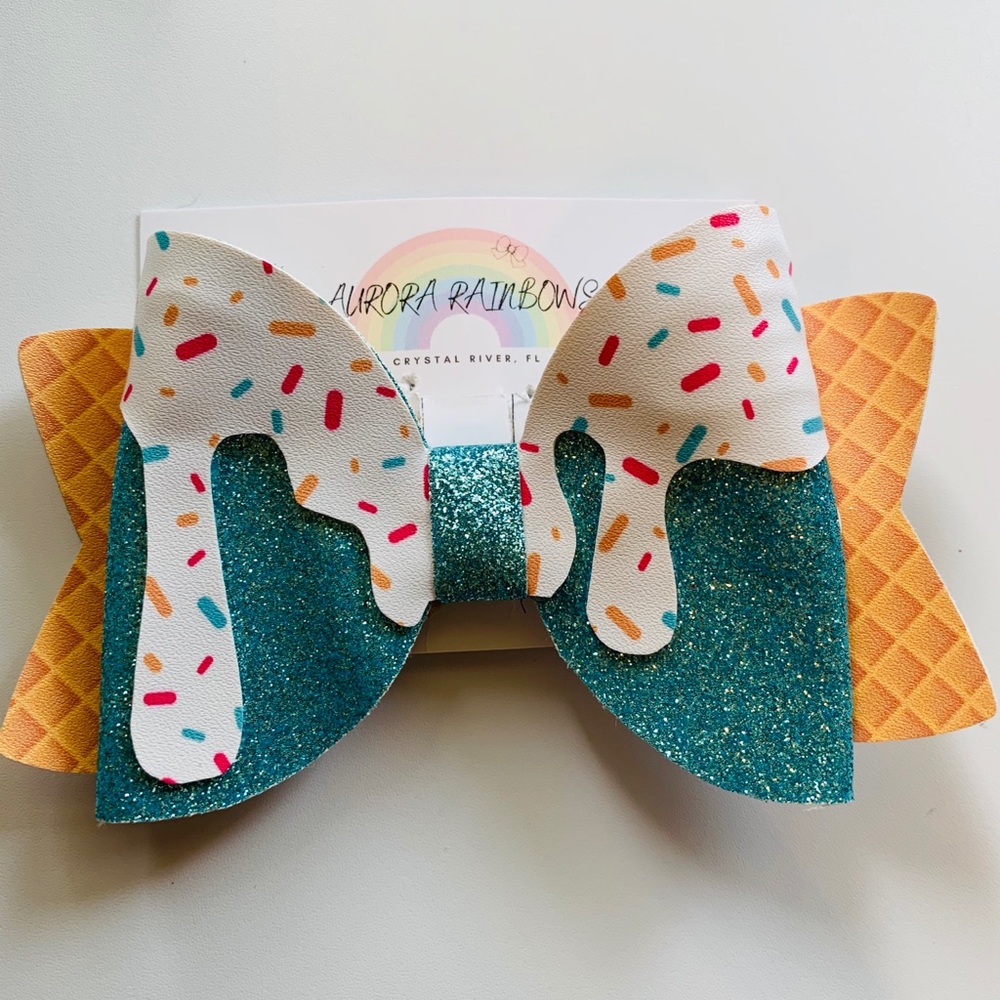 Ice Cream Drip Bow in blue